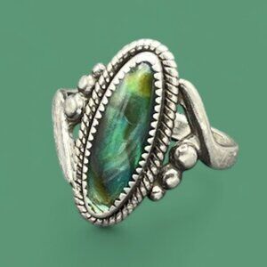 Vintage Paua Shell Sterling Silver Ring Southwestern WHEELER Co SZ 6.5